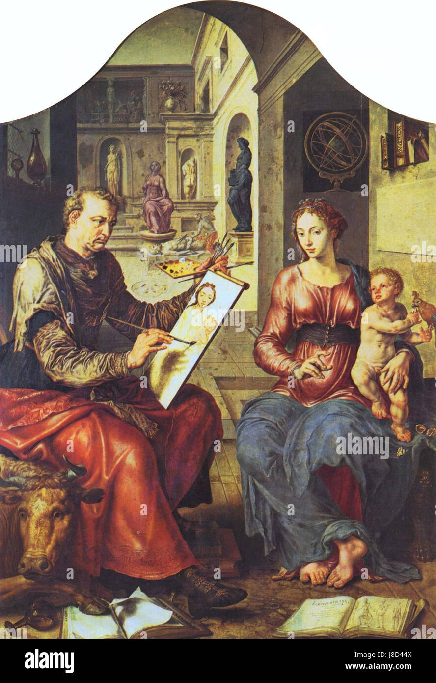 Marten van Heemskerck war ein niederländischer Renaissancemaler, der für seine detaillierten religiösen Werke und Porträts bekannt war. Sein Stil spiegelt den Übergang von der mittelalterlichen zur Renaissance-Kunst wider, geprägt durch präzise Perspektiven und lebhafte Farbgebungen. Heemskerck wird oft für seine komplizierten Darstellungen biblischer Szenen sowie für seine Fähigkeit, nordeuropäische Techniken mit italienischen Einflüssen zu kombinieren, gefeiert. Stockfoto