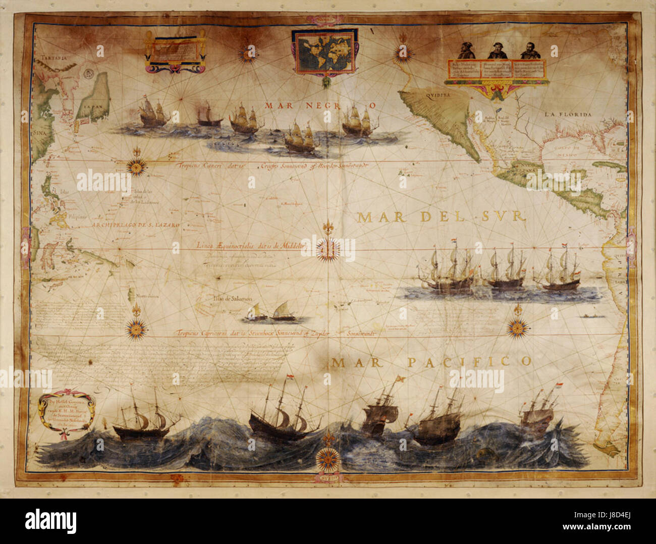 Hessel Gerritsz war ein niederländischer Kartograph, der im frühen 17. Jahrhundert für die Erstellung von Karten von Regionen wie Mar del Sur (Südsee) bekannt war. Seine Werke trugen zum europäischen Verständnis des Pazifiks und der Umgebung bei. Stockfoto