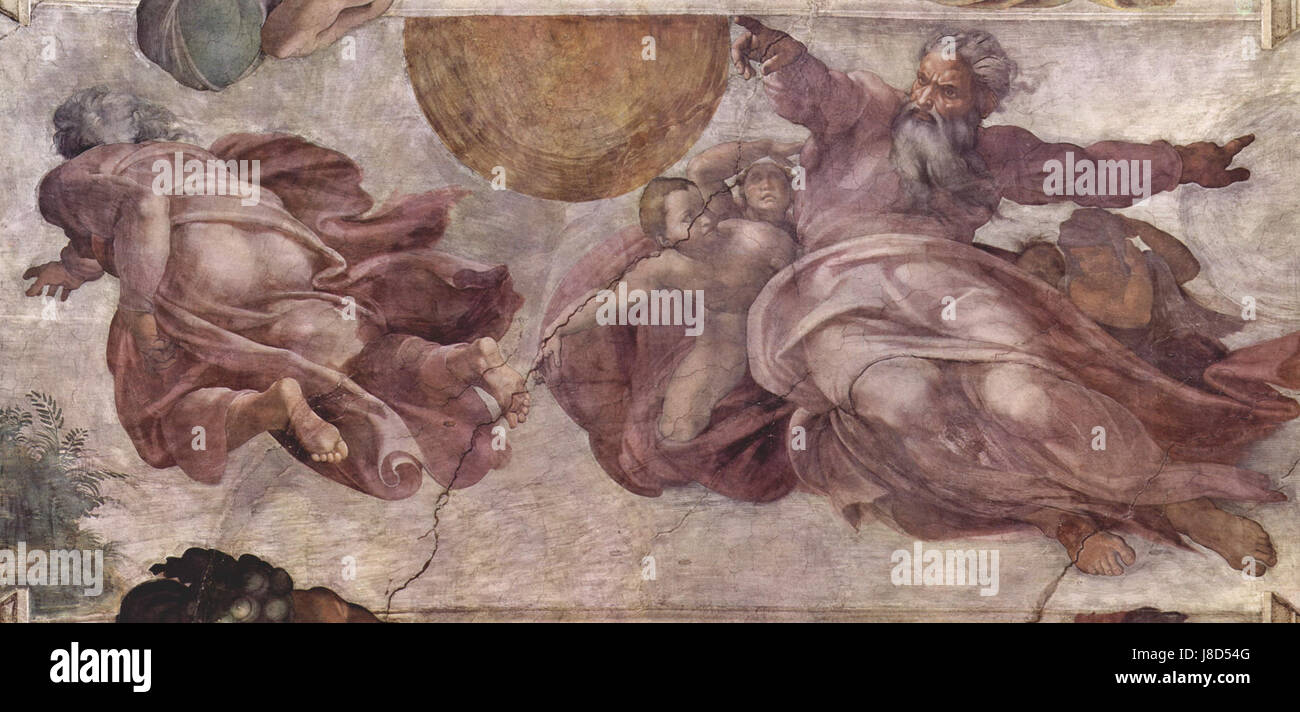 Michelangelo Buonarroti war ein berühmter italienischer Renaissance-Künstler, der für seine Meisterwerke in Skulptur, Malerei und Architektur gefeiert wurde. Zu seinen Werken zählen die ikonische Statue Davids und die Decke der Sixtinischen Kapelle. Stockfoto