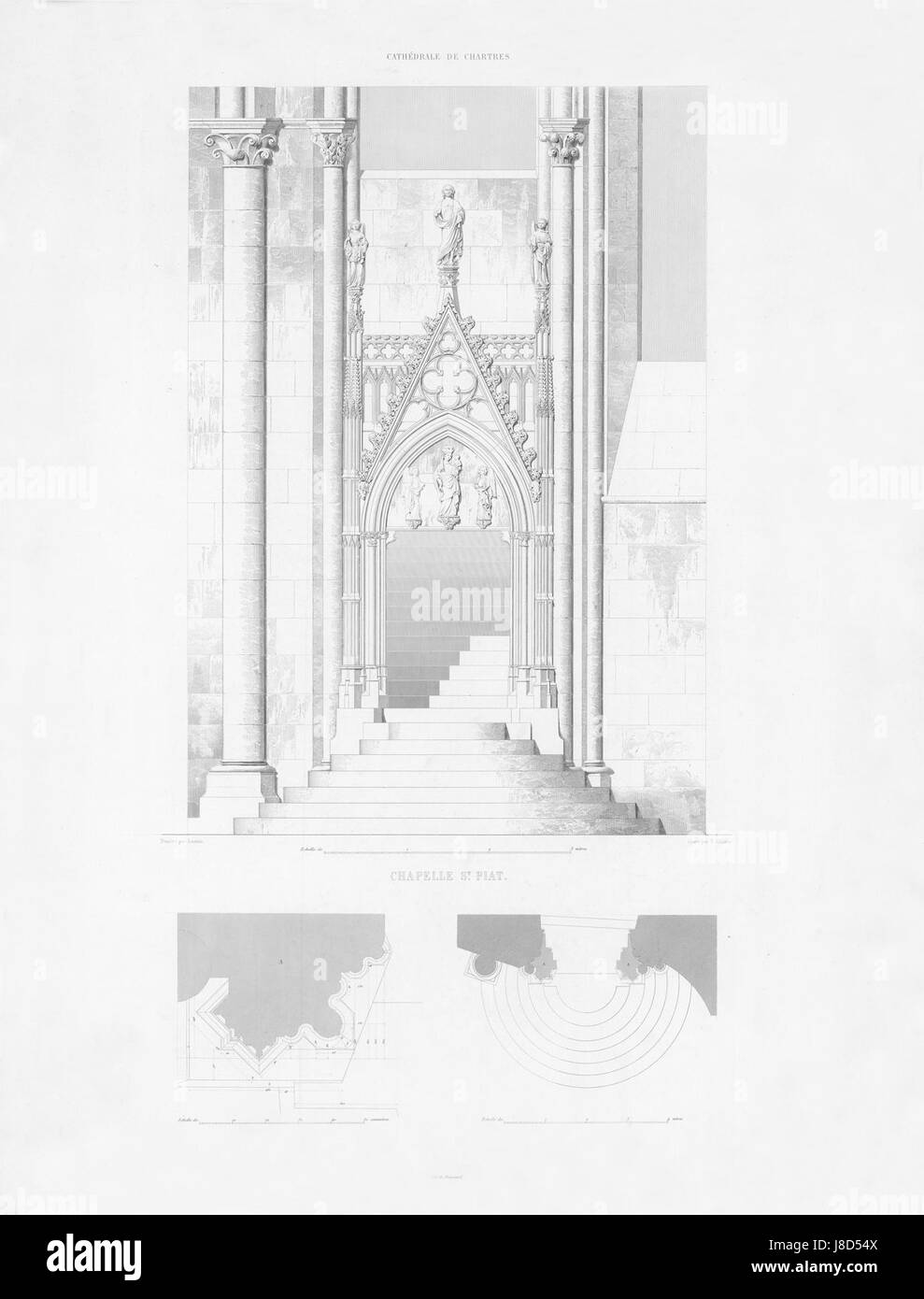 Monografie De La Cathedrale de Chartres 33 Chapelle de Saint Piat Lithographie Stockfoto