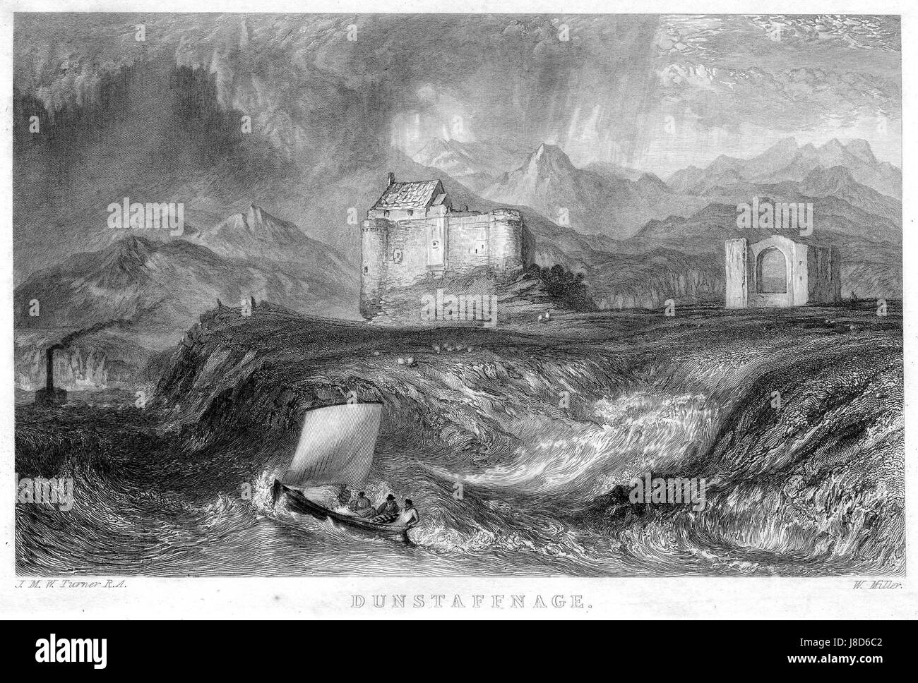 Dunstuffnage Kupferstich von William Miller nach Turner R547 Stockfoto