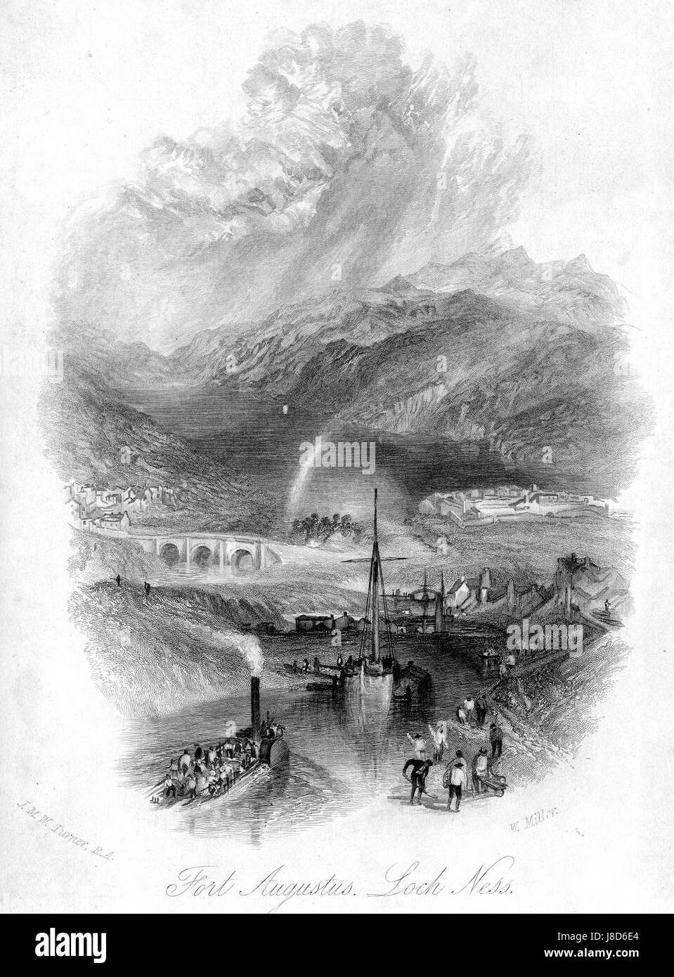 Fort Augustus Kupferstich von William Miller nach Turner R552 Stockfoto