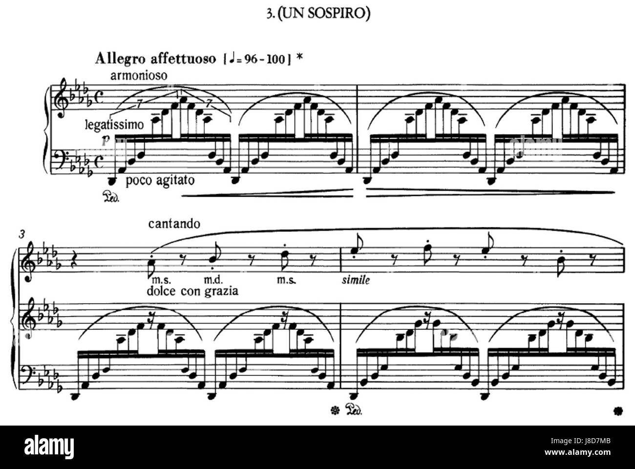 Liszt Sospiro Konzert Etude Eröffnung Stockfoto