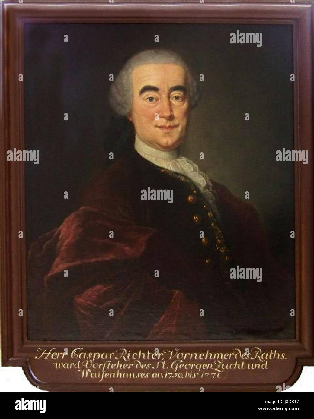 Johann Caspar Richter war ein bedeutender deutscher Maler des 18. Jahrhunderts, der für seine Beiträge zur Barock- und Rokoko-Kunst bekannt war. Seine Werke werden für ihre Eleganz, Liebe zum Detail und die lebendige Verwendung von Farben gefeiert. Stockfoto