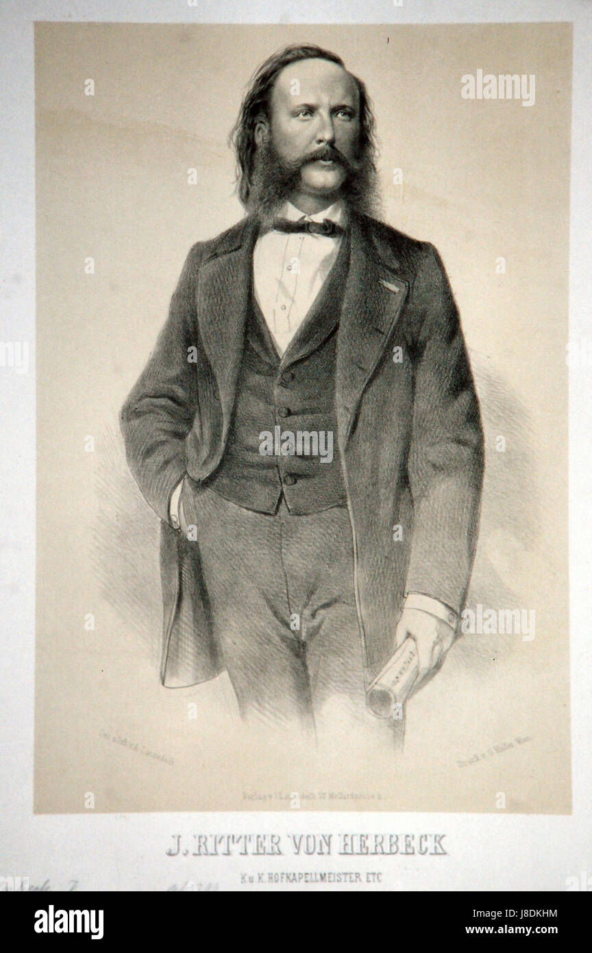 Johann Ritter von Herbeck war ein österreichischer Komponist und Dirigent, der für seine Beiträge zur klassischen Musik des 19. Jahrhunderts, insbesondere in der Wiener Musikszene, bekannt war. Seine Werke sind bekannt für ihre Orchesterkomplexität und emotionale Tiefe. Stockfoto