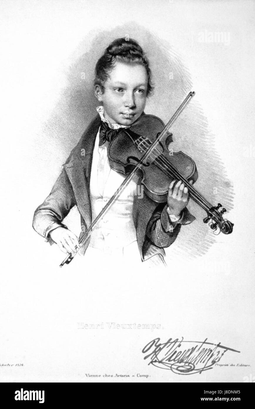 Henri Vieuxtemps war ein belgischer Komponist und Violinist, der für seine Beiträge zur klassischen Musik bekannt war. Seine Werke beeinflussten die Entwicklung von Geigentechniken und Kompositionen aus der Romantik. Stockfoto