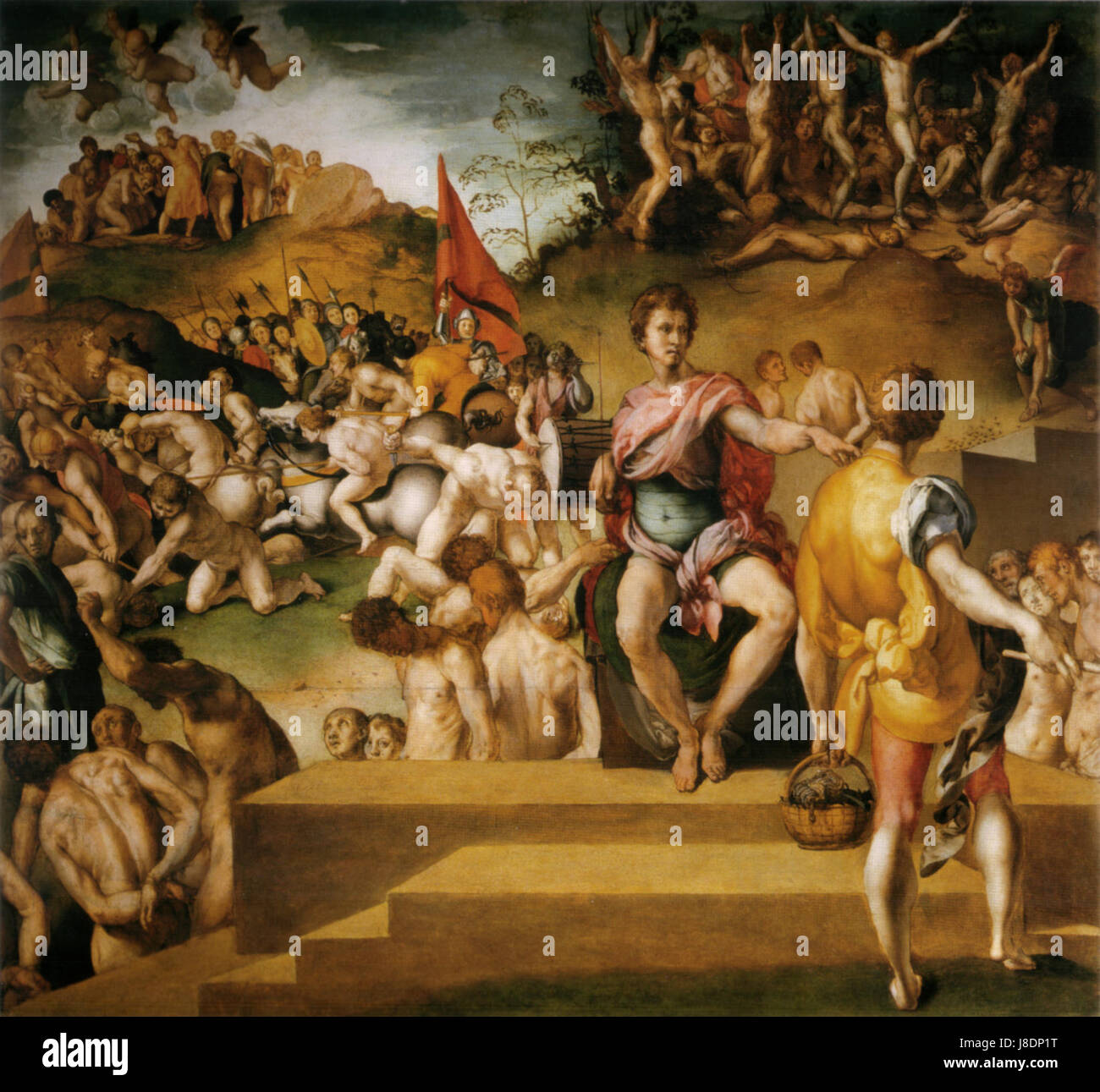 Jacopo Pontormo war ein italienischer Maler, der für seinen markanten manieristischen Stil bekannt war. Sein Werk zeichnet sich durch emotionale Intensität und unkonventionelle Kompositionen aus, die oft religiöse Themen reflektieren. Stockfoto