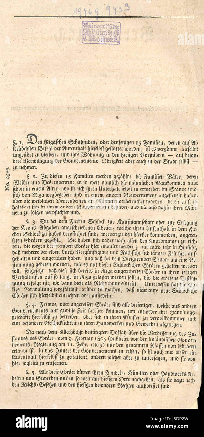 Judenverordnung Riga 2 Stockfoto