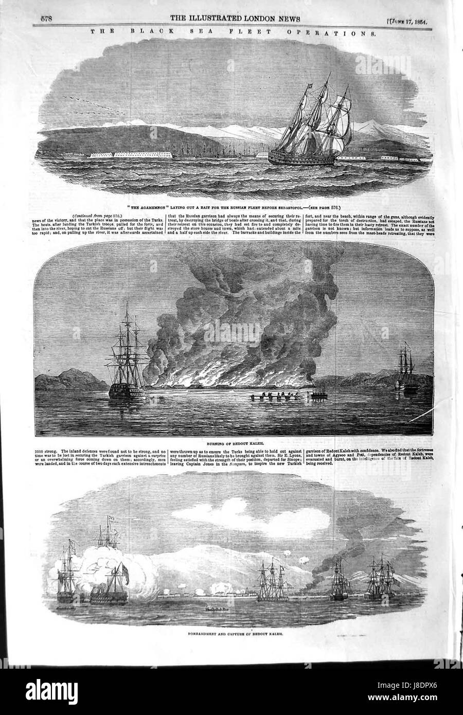 Dieser Verweis bezieht sich auf eine Veröffentlichung in der ILN (Illustrated London News) vom 17. Juni 1854 auf Seite 578, die historische Nachrichten und Illustrationen aus dieser Zeit liefert. Stockfoto