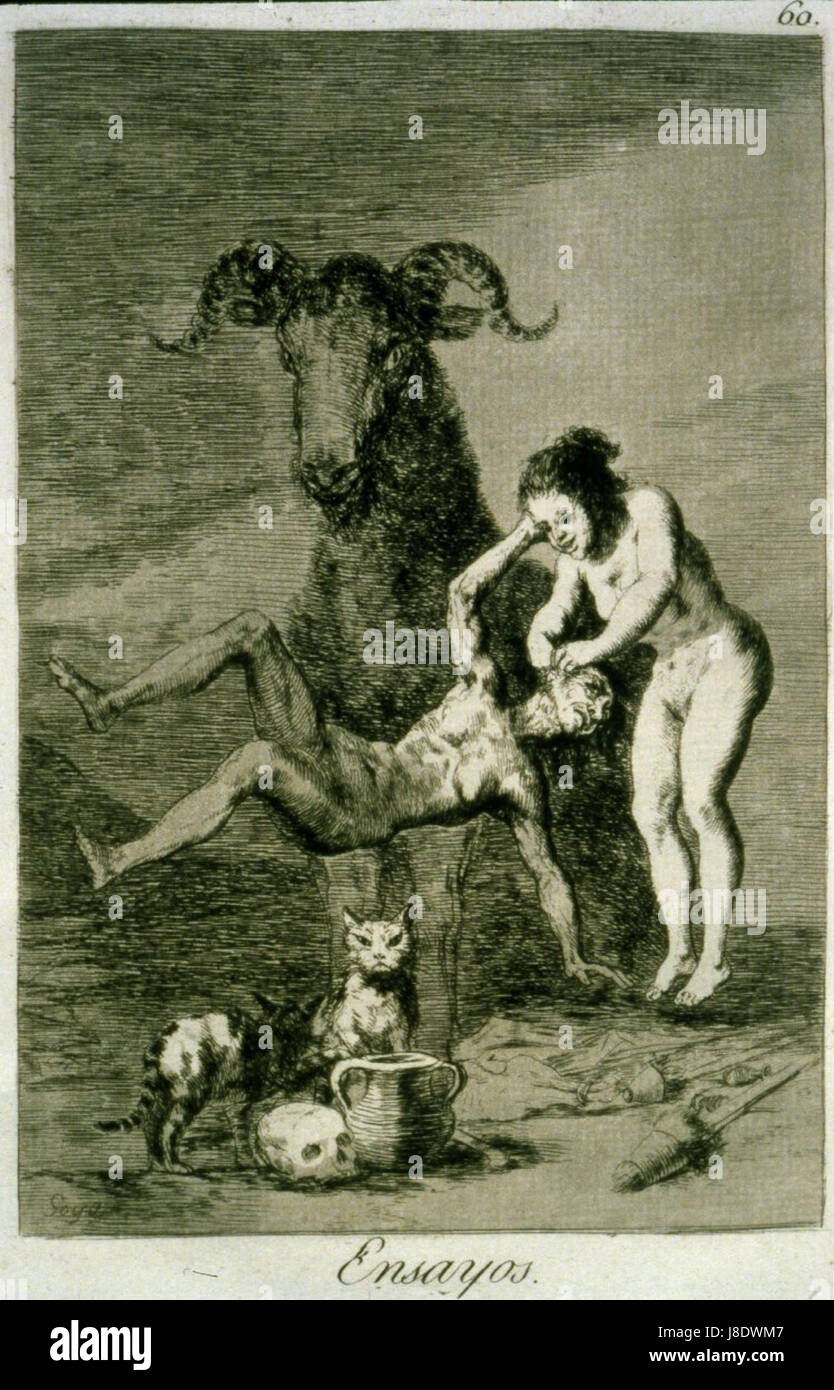 Los Caprichos Ensayos (Studien) von Francisco Goya Stockfoto