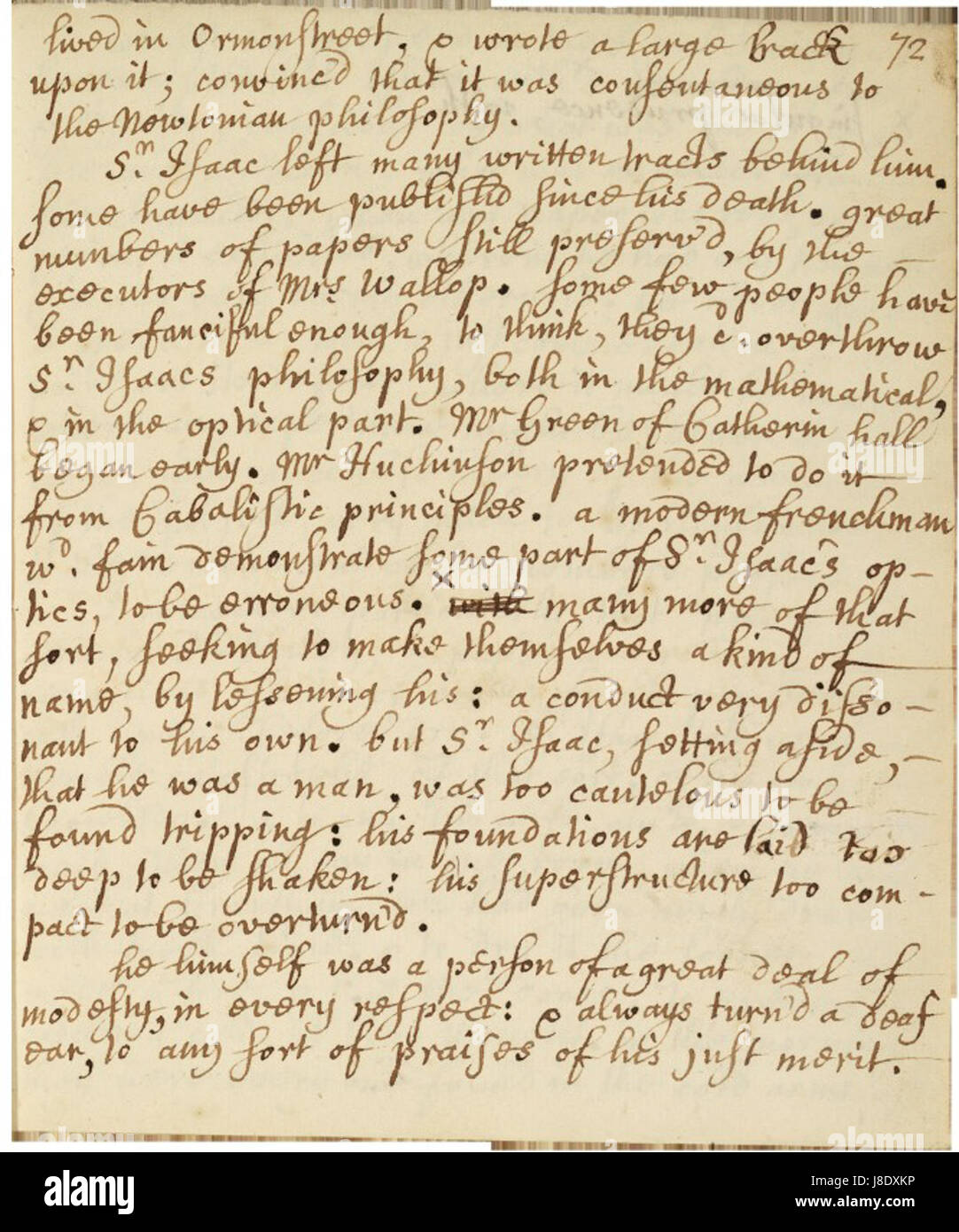 Memoiren von Sir Isaac Newton Leben 160 Stockfoto