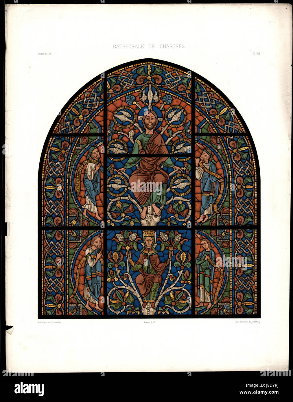 Monografie De La Cathedrale de Chartres Atlas Vitrail del Arbre de Jesse Feuille C Chromolithographie Stockfoto
