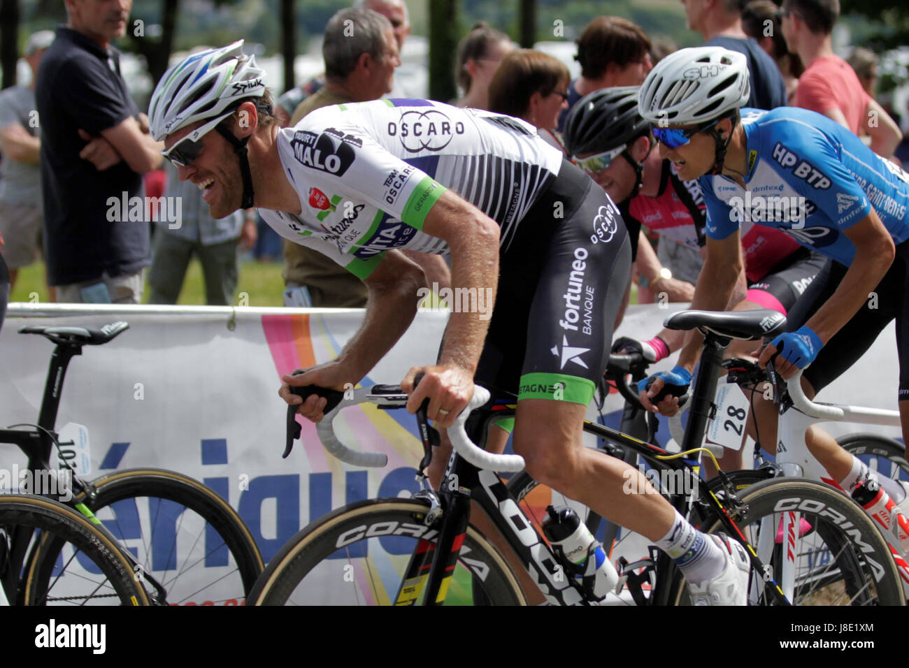 PLUMELEC Frankreich; Coupe de France. 27. Mai 2017. Radsport Grand Prix Plumelec Arnaud Gérard auf der Küste von Cadoudal Credit: Laurent Lairys/Agence Locevaphotos/Alamy Live News Stockfoto