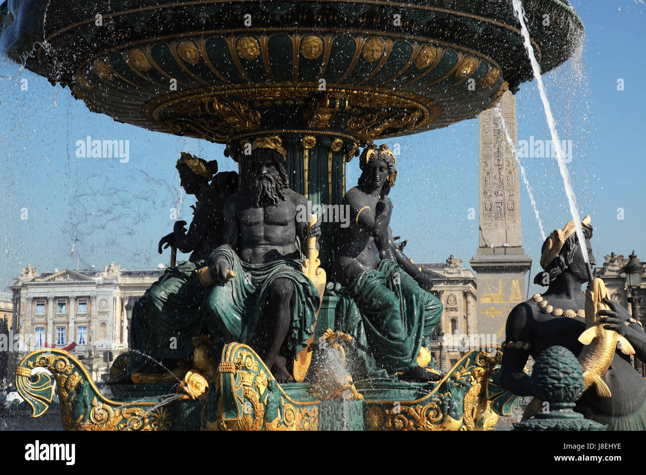 Fontaine des Fleuves Platz De La Concorde Paris Stockfoto