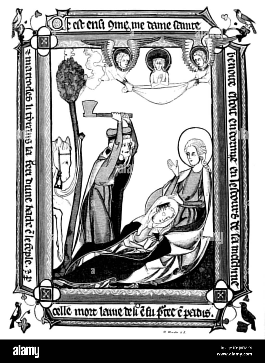 „Beleuchtete Manuskripte“ von Middleton erforscht die Kunst der Manuskriptbeleuchtung, eine Technik, die im Mittelalter verwendet wurde, um Texte mit komplizierten Entwürfen zu dekorieren. Die Abbildung in Abbildung 24 zeigt diese künstlerische Tradition. Stockfoto