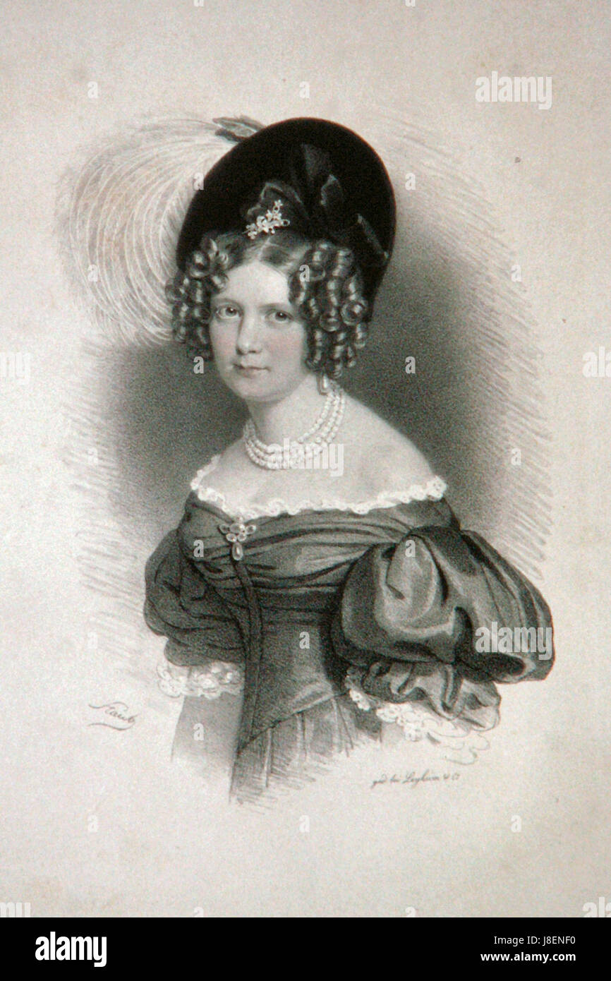Diese Lithografie zeigt Maria Anna von Weveld, eine bedeutende historische Figur. Es entstand als Teil einer Serie, in der prominente Persönlichkeiten aus dem 18. Jahrhundert gezeigt werden, in der sie in einem detaillierten Porträt dargestellt wird. Stockfoto Diese Lithografie zeigt Maria Anna von Weveld, eine bedeutende historische Figur. Es entstand als Teil einer Serie, in der prominente Persönlichkeiten aus dem 18. Jahrhundert gezeigt werden, in der sie in einem detaillierten Porträt dargestellt wird. Stockfoto
