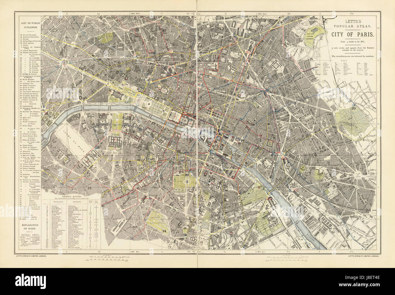 Letts, Stadt von Paris, 1883 David Rumsey Stockfoto