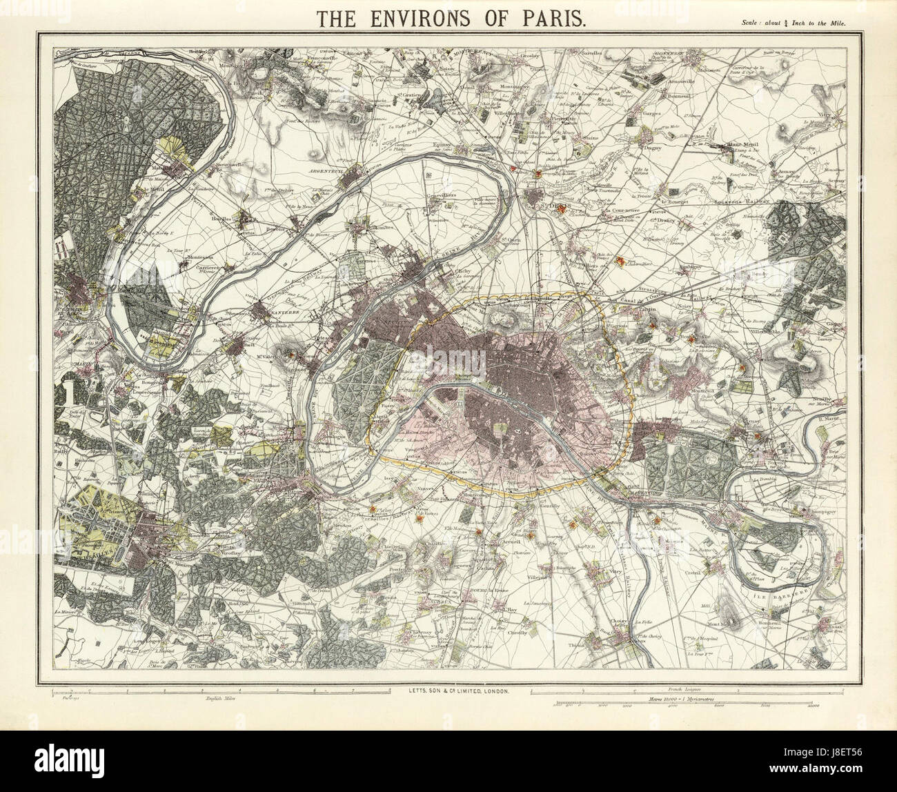 Letts, die Umgebung von Paris, 1883 David Rumsey Stockfoto
