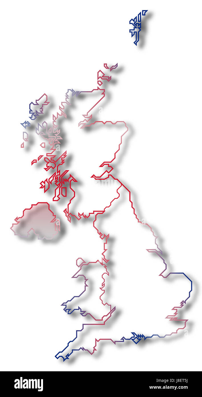 England, vereint, Königreich, Karte, Atlas, Weltkarte, Profil, symbolische, Stockfoto