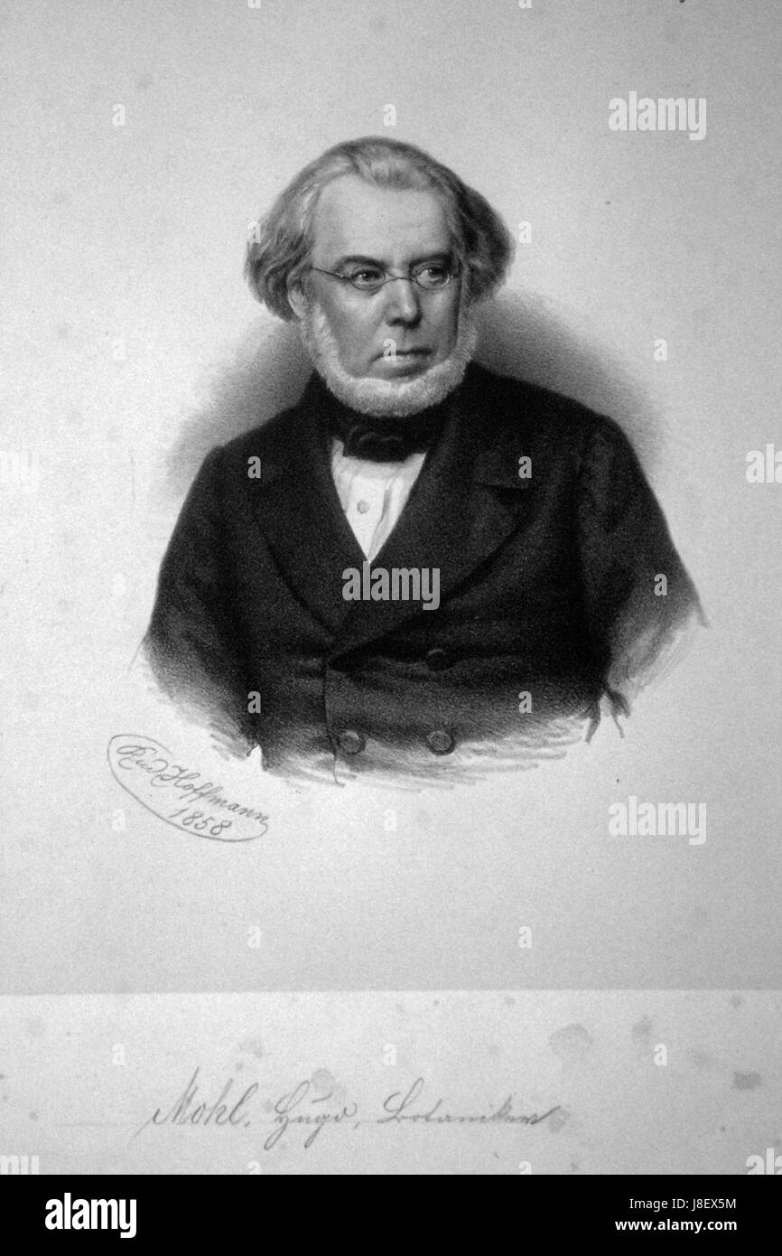 Diese Lithografie von Hugo Mohl erfasst eine historische oder künstlerische Szene und zeigt die detailreiche Handwerkskunst, die typisch für die Lithografie des 19. Jahrhunderts ist. Das Kunstwerk spiegelt wahrscheinlich den Stil und die Themen wider, die während Mohlâ Zeit beliebt waren. Stockfoto