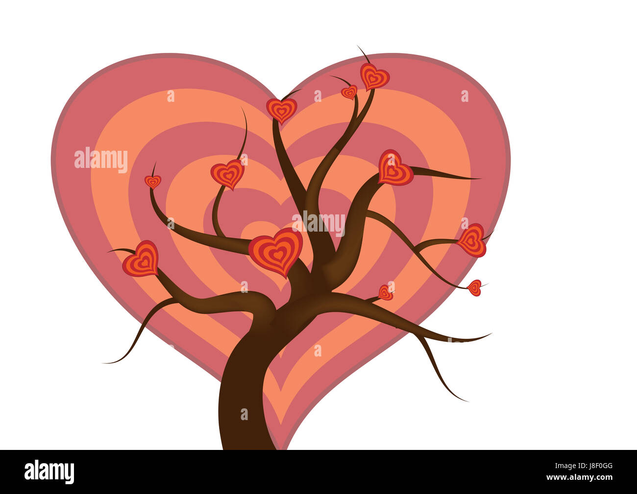 Baum, Filialen, Filiale, Herzen, Liebe, verliebt, verliebte sich in Liebe, Herz, Piktogramm, Stockfoto