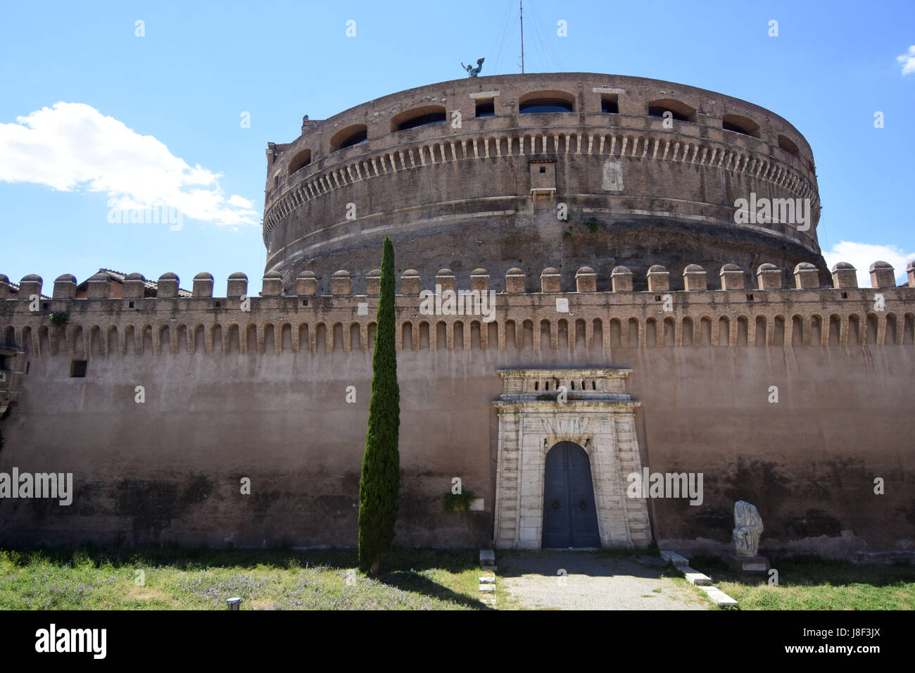 Das Castel St. Angelo, Rom, Italien verbindet mit St Peters im Vatikan und Blick über die Brücke der Engel. Stockfoto