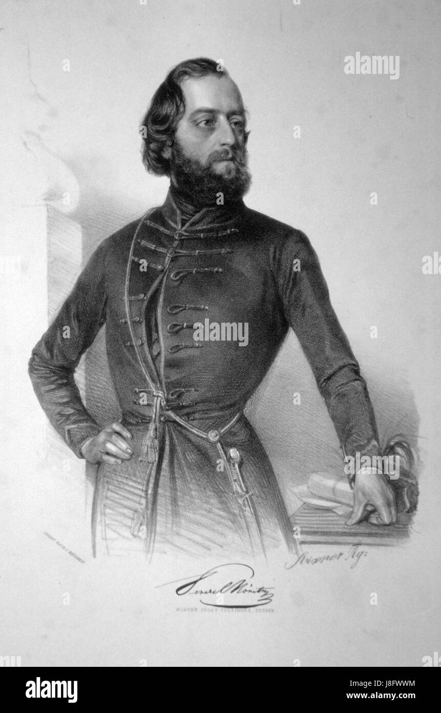 Eine Lithografie von Moritz Perczel, die den künstlerischen Stil und die Techniken dieses ungarischen Künstlers aus dem 19. Jahrhundert in seiner Darstellung von Menschen und Ereignissen zeigt. Stockfoto