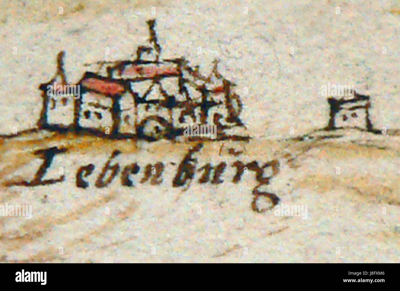 Das Bild „Liebenburg in Stiftsfehde Bild 1591“ von 1591 ist eine historische Darstellung der Liebenburg vor dem Hintergrund des Stiftsfehde-Konflikts. Dieses Bild zeigt die Burg und ihre Rolle in dieser Zeit der deutschen Geschichte. Stockfoto