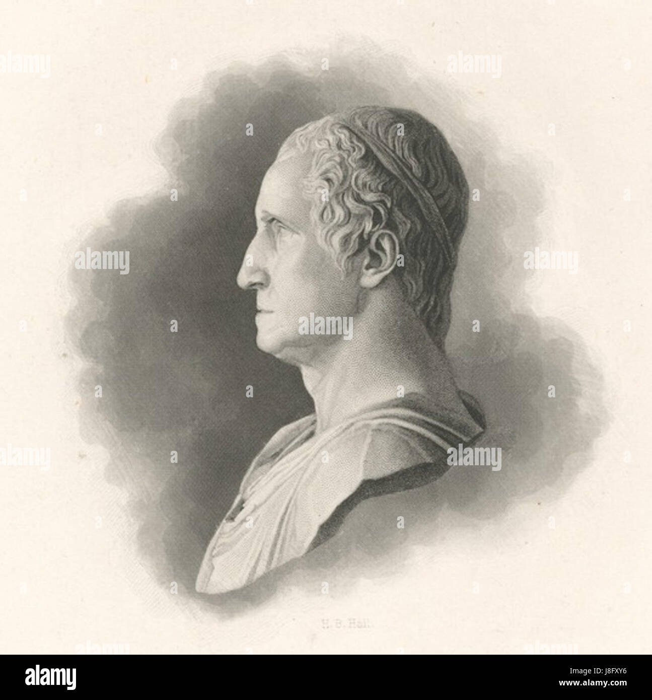 George Washington Kupferstich von Halle zugeschnitten Stockfoto