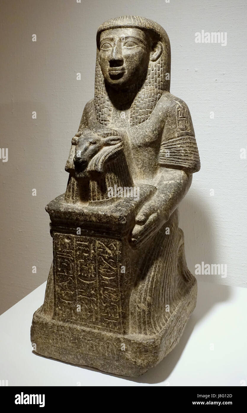 Statue von Yupa kniend, Schreiber Pharao Ramses II, Ägypten, neues Reich, 19. Dynastie, c. 1279 1213 BC, schwarzem Granit Krannert Art Museum, UIUC DSC06682 Stockfoto