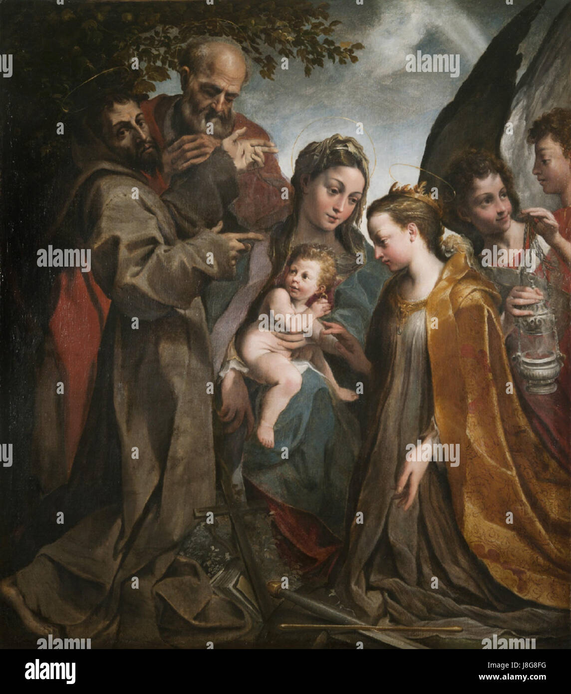 Matrimonio Mistico di Santa Caterina Ludovico Carracci Stockfoto