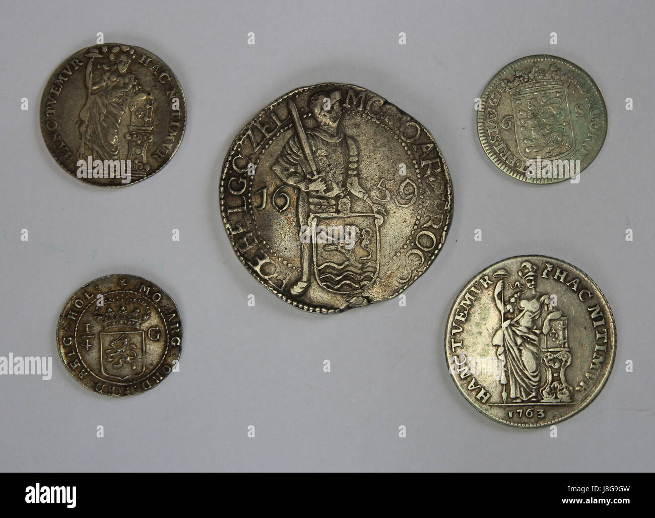 Niederländische 17 18 C Münzen obv Stockfoto