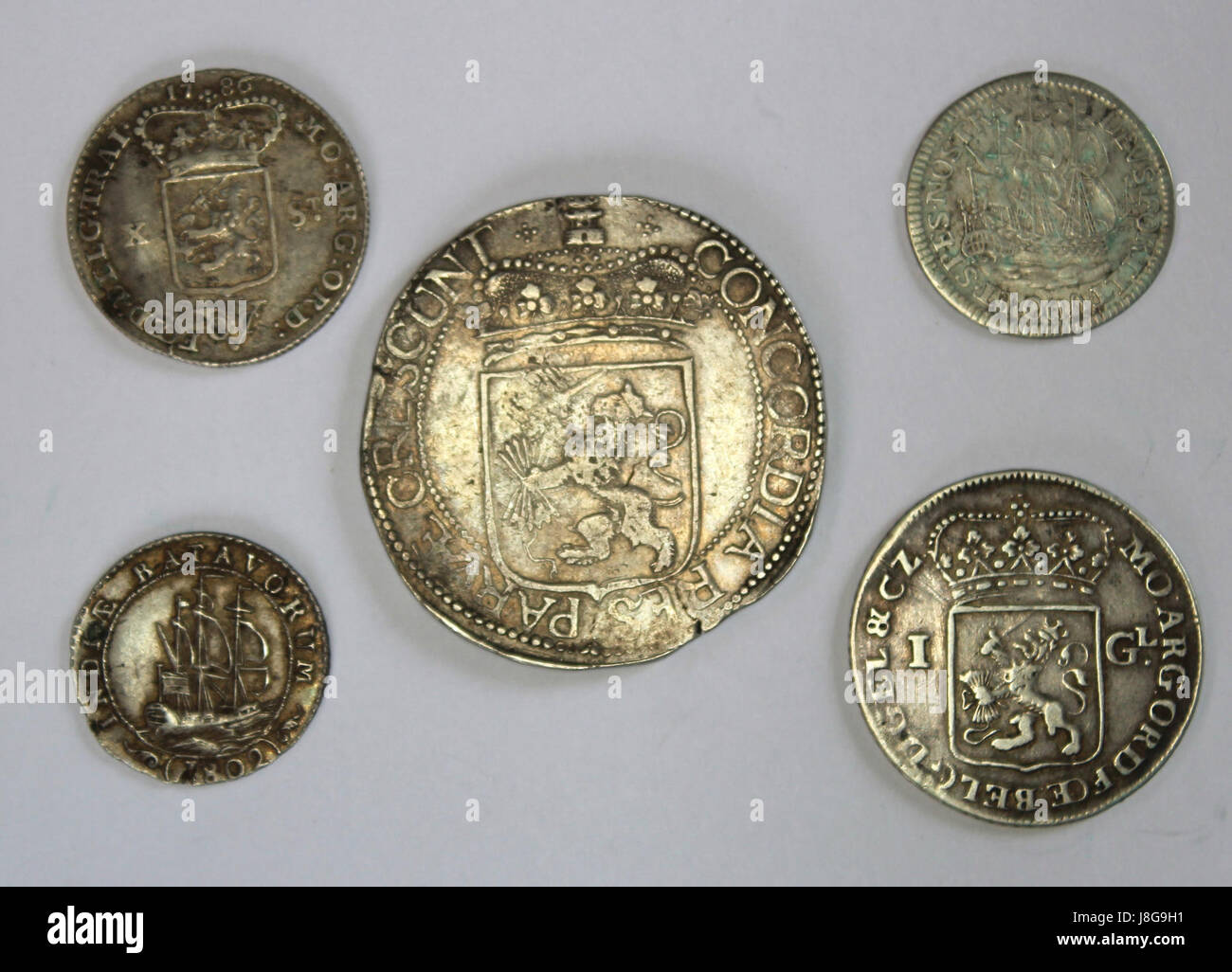 Niederländische 17 18 C Münzen rev Stockfoto