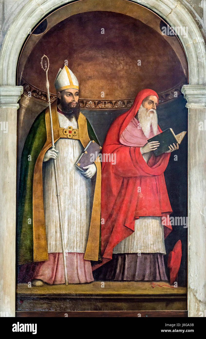 Madonna-Orto (Venedig)-Hieronymus und Augustinus von Girolamo da Santacroce Stockfoto