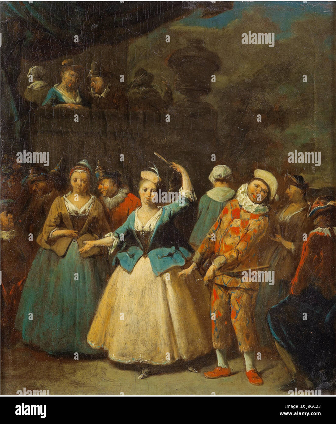 Jan Baptist Lambrechts A Dance-Szene mit Harlekin Stockfoto