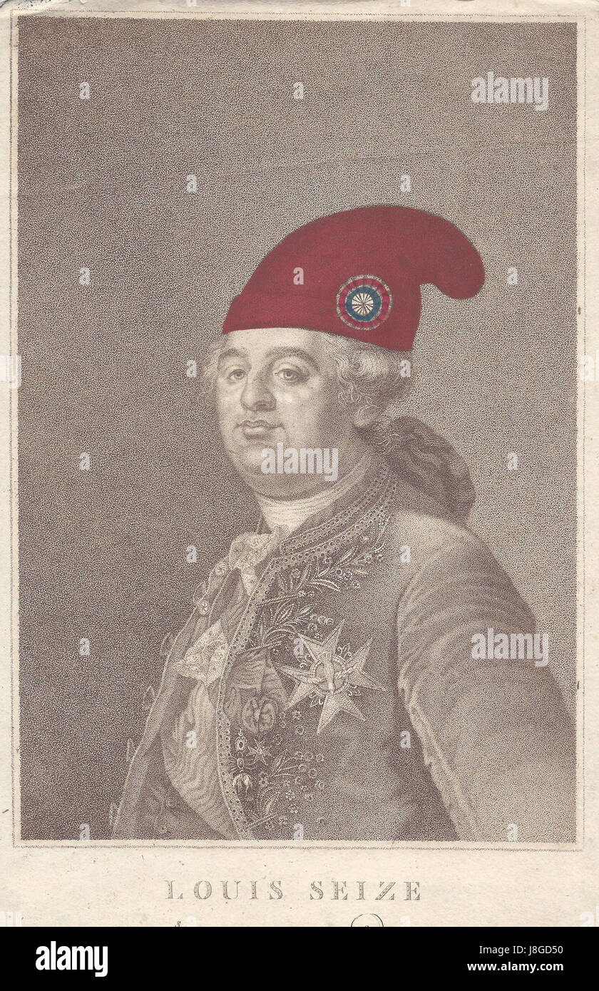Ludwig Seize, auch bekannt als Ludwig XVI., war der letzte König Frankreichs vor der Französischen Revolution. Seine Herrschaft endete 1792, als er während der Revolution hingerichtet wurde. Stockfoto