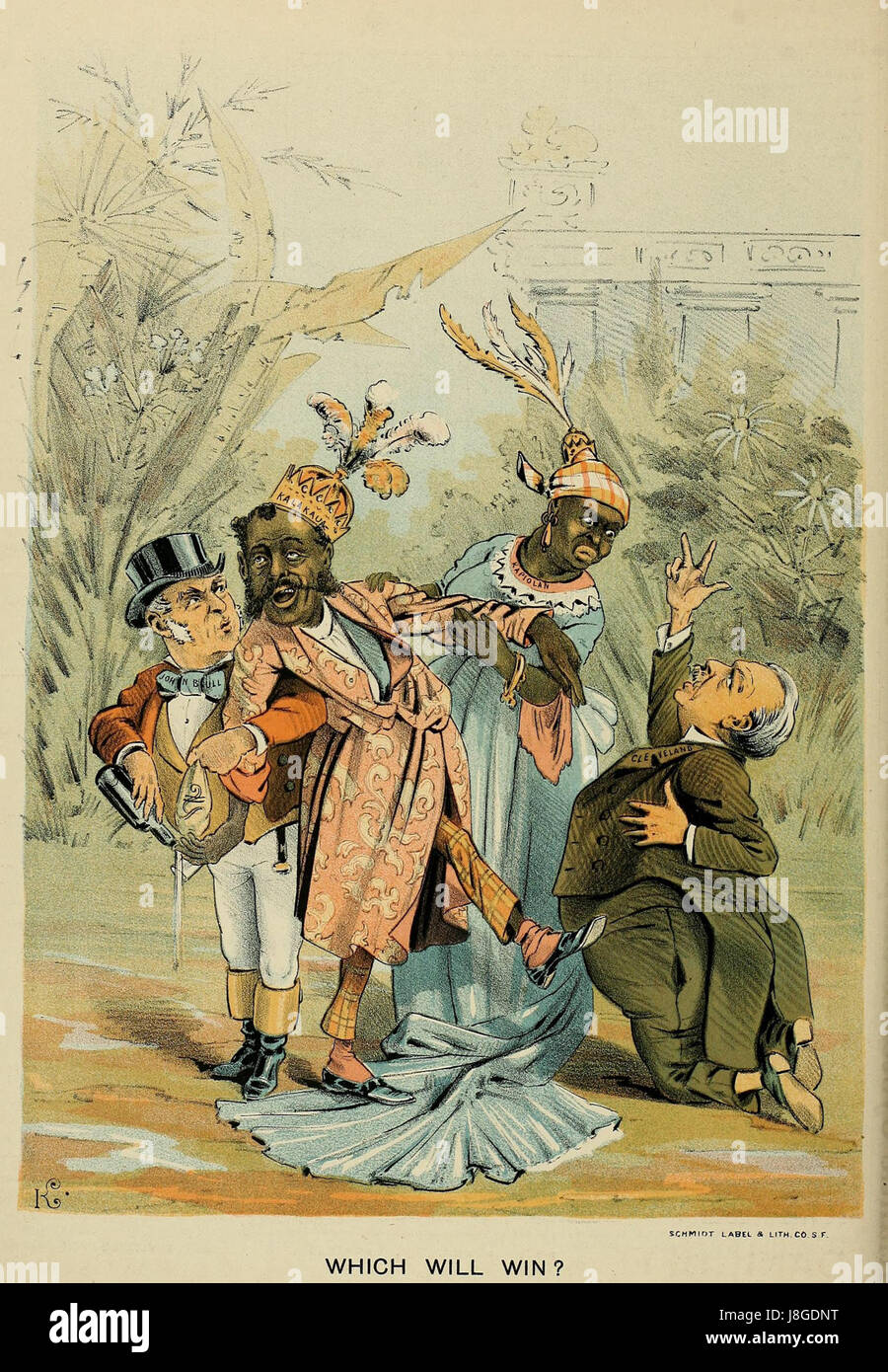 John Bull Vs Grover Cleveland im Hawaii politische Karikatur 1887 Stockfoto