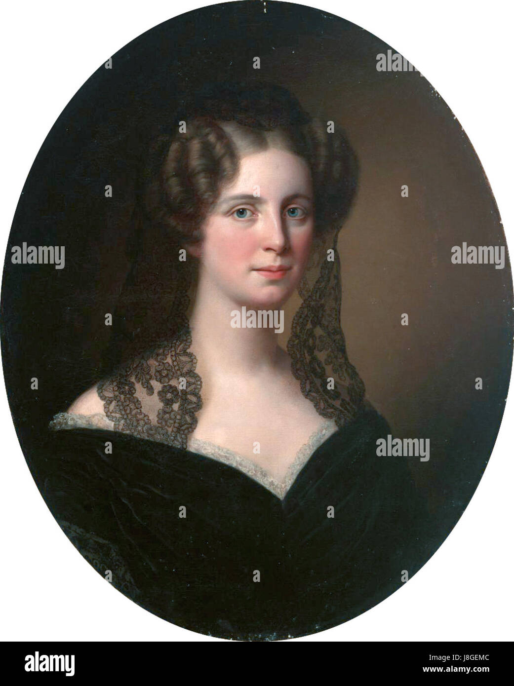 Ein Porträt von Maria Helena Rosina von Haartman, gemalt von Carl Timoleon von Neff, das das Bild einer prominenten Figur aus dem 19. Jahrhundert einfängt. Stockfoto Ein Porträt von Maria Helena Rosina von Haartman, gemalt von Carl Timoleon von Neff, das das Bild einer prominenten Figur aus dem 19. Jahrhundert einfängt. Stockfoto