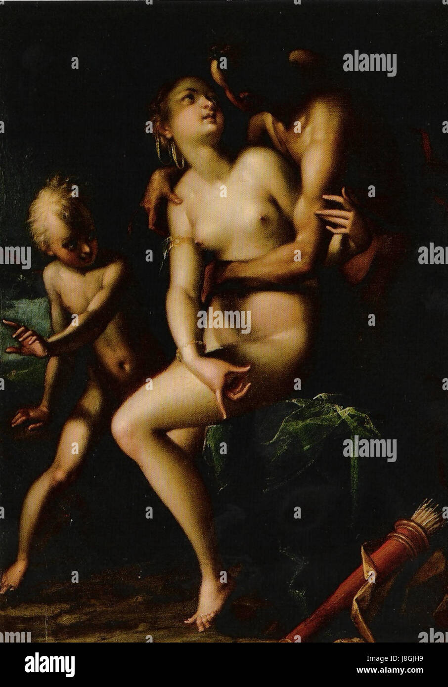 Jupiter Und Antiope Amor 1552 Stockfoto