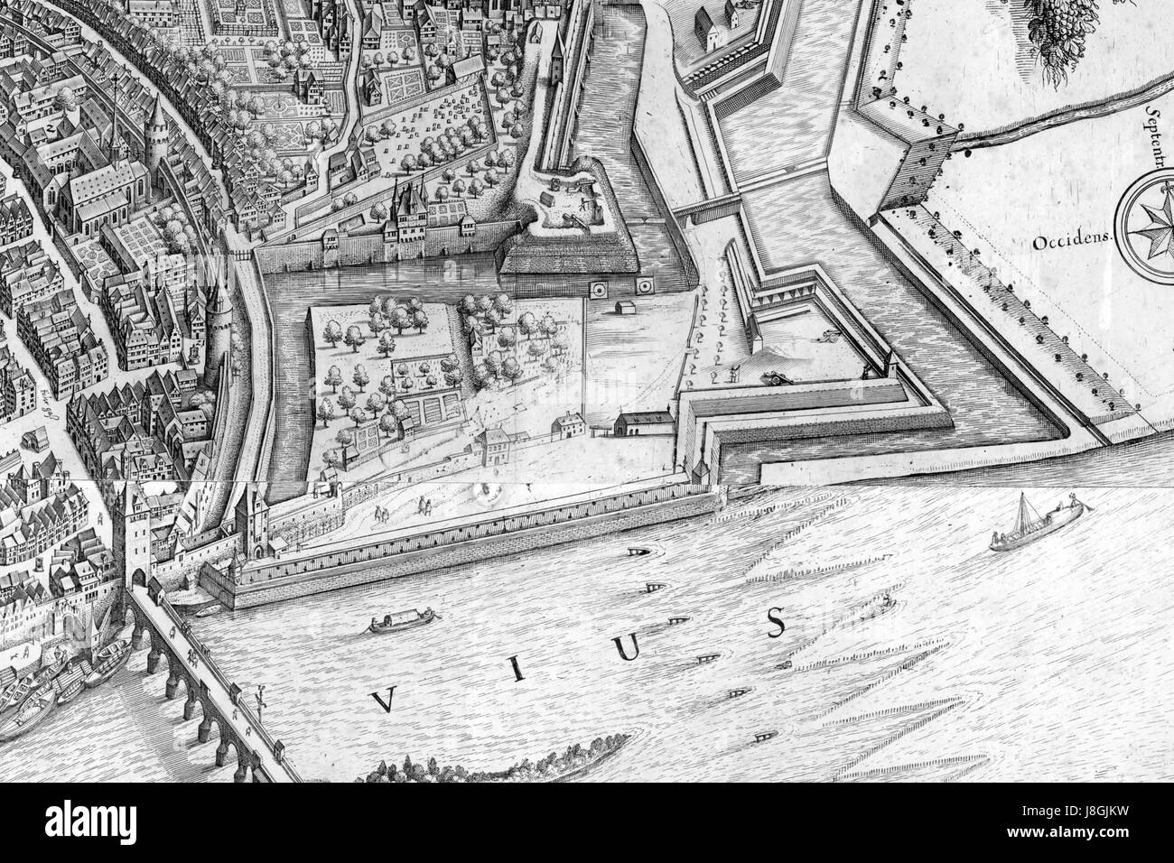 Frankfurt Am Main Merian1770 Fischerfeld Stockfoto