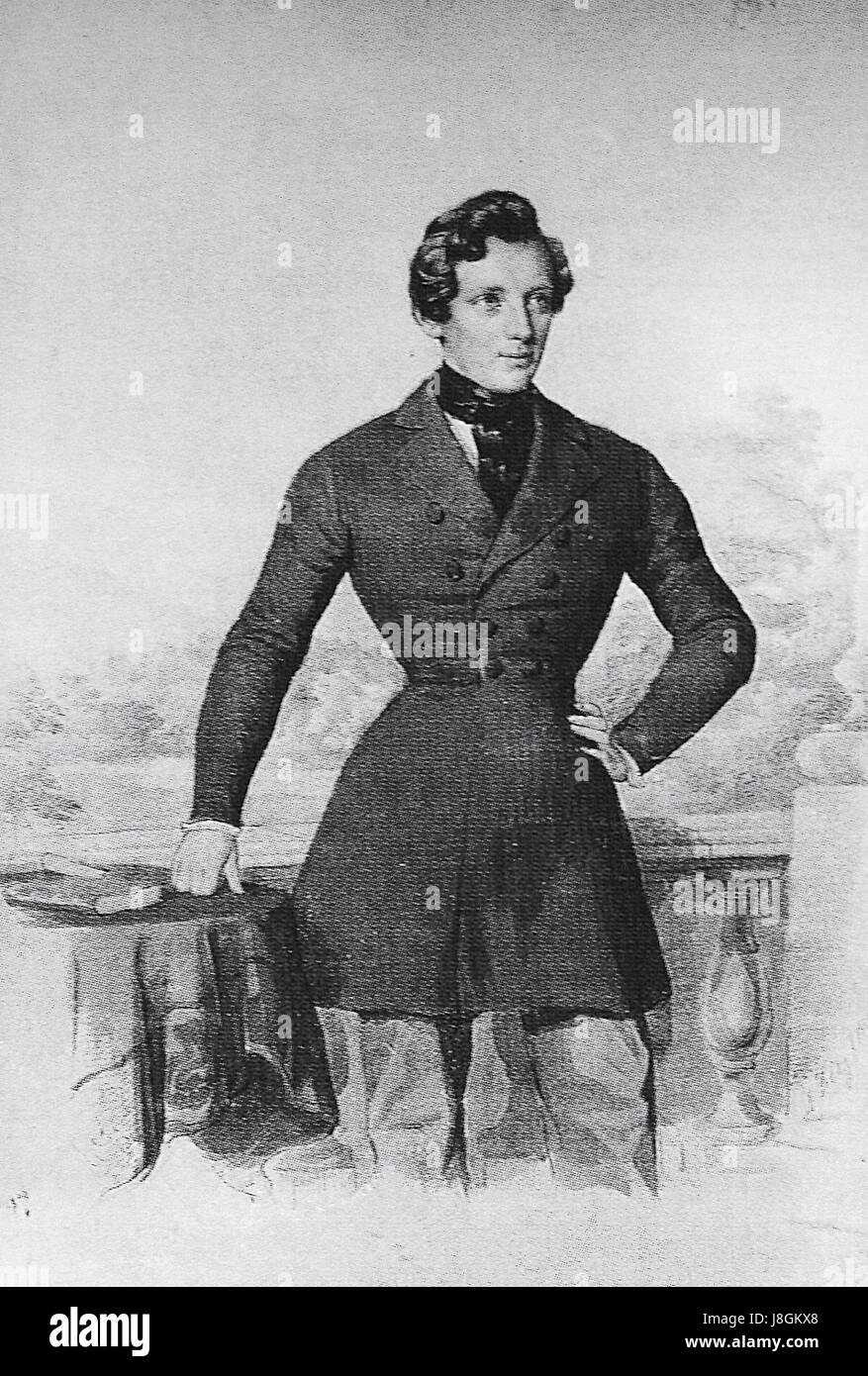 Johann Strauss II., bekannt als Walzkönig, war ein österreichischer Komponist, der für seine Walzer und Operetten bekannt war. Seine Werke, darunter „die Blaue Donau“, bleiben in der klassischen Musikgeschichte unverkennbar. Stockfoto