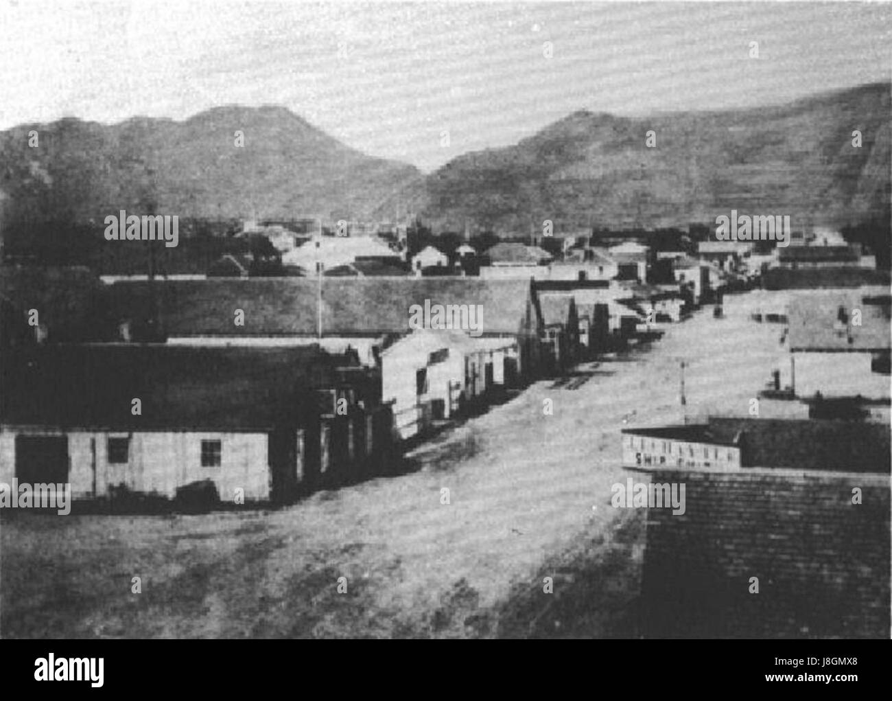 Fort Street, Honolulu, Hawaii, 1856, mit Blick auf die Berge Stockfoto