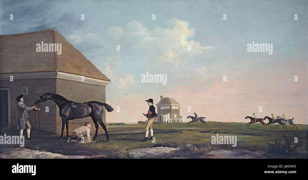 Dies bezieht sich auf ein Werk von George Stubbs, einem englischen Maler aus dem 18. Jahrhundert, der für seine Reiterkunst und Tiermalereien berühmt ist und ein bestimmtes Stück seines Werkes darstellt. Stockfoto