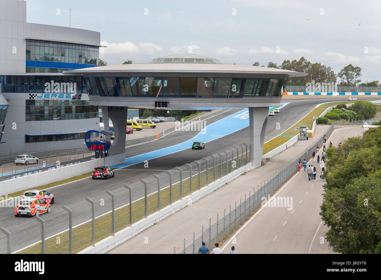 CADIZ - 28 Mai: Clio Cup Spanien in Jerez De La Frontera-Schaltung am 28. Mai 2017 in Cadiz, Spanien Stockfoto