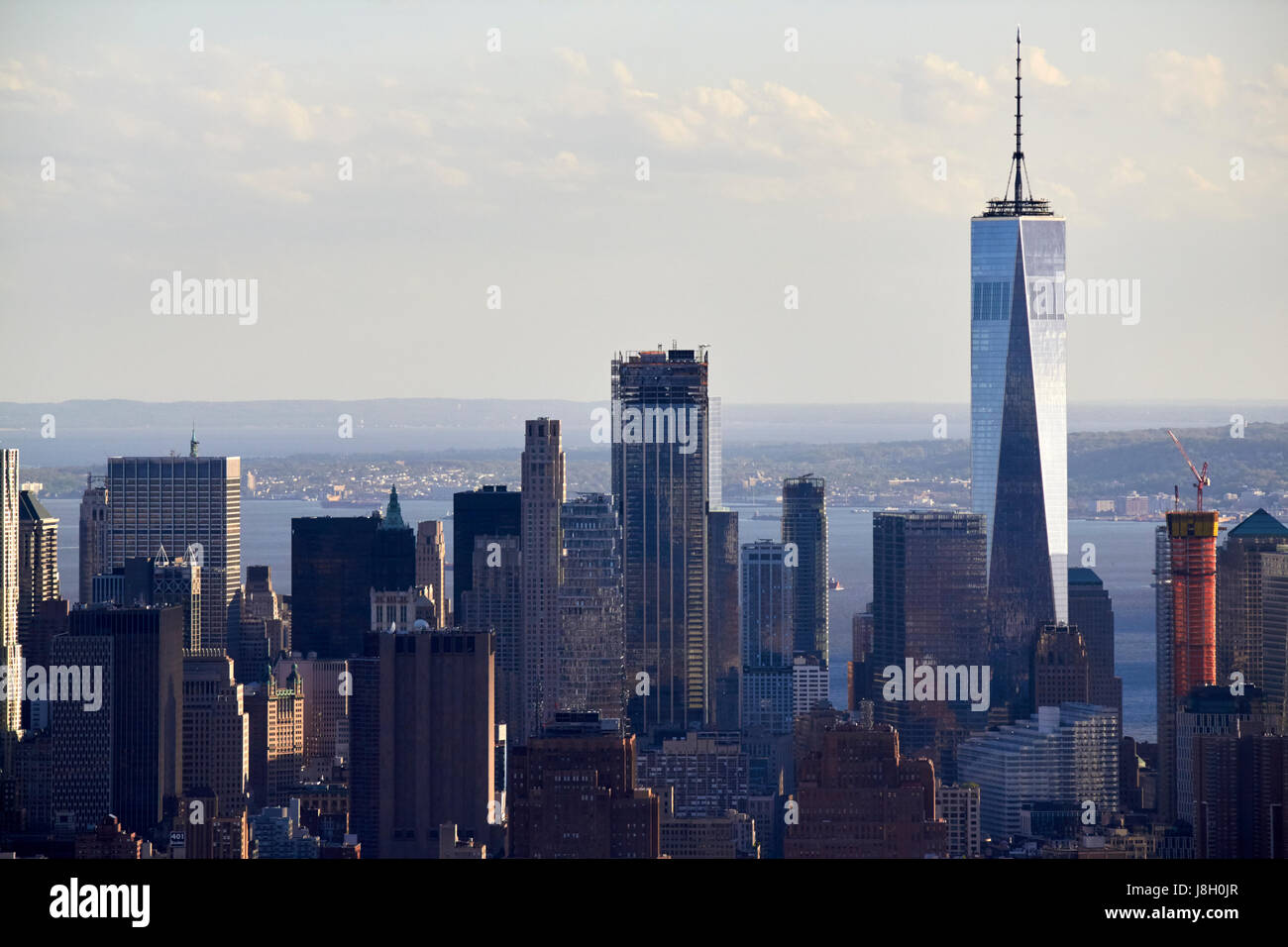 Ansicht von lower Manhattan eine Welt Handel zentralen Turm und Bankenviertel Skyline New York City USA Stockfoto