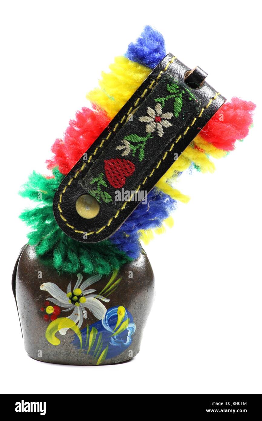 Souvenir Kuhglocke isoliert auf weißem Hintergrund Stockfoto