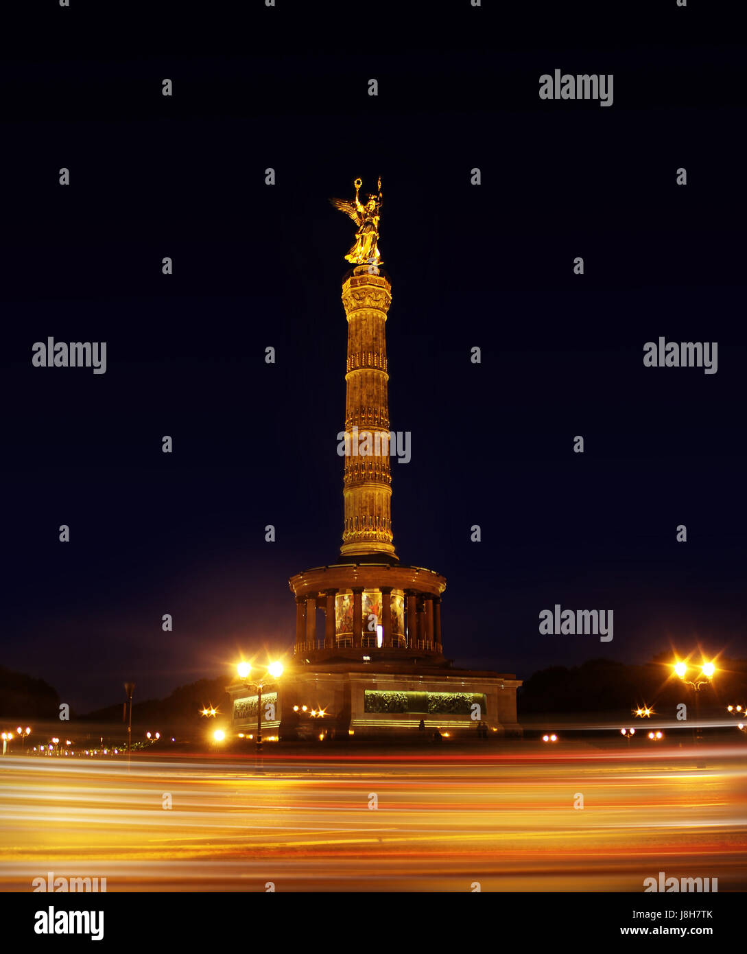 Nacht, Nacht, Berlin, Siegessäule, Denkmal, in der Nacht, Nacht, Stockfoto