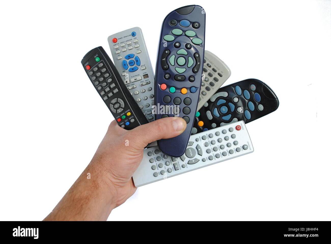 Controller, isoliert, sechs, Fernbedienung, Fernsehen, tv, Fernseher,  Kontrolle Stockfotografie - Alamy