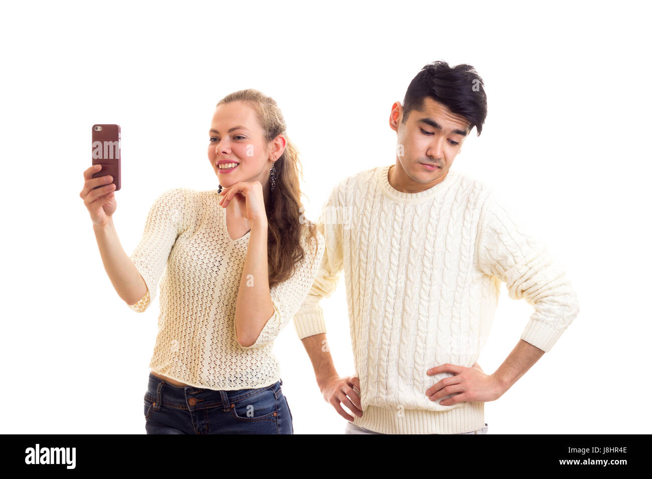 Junges Paar machen selfie Stockfoto