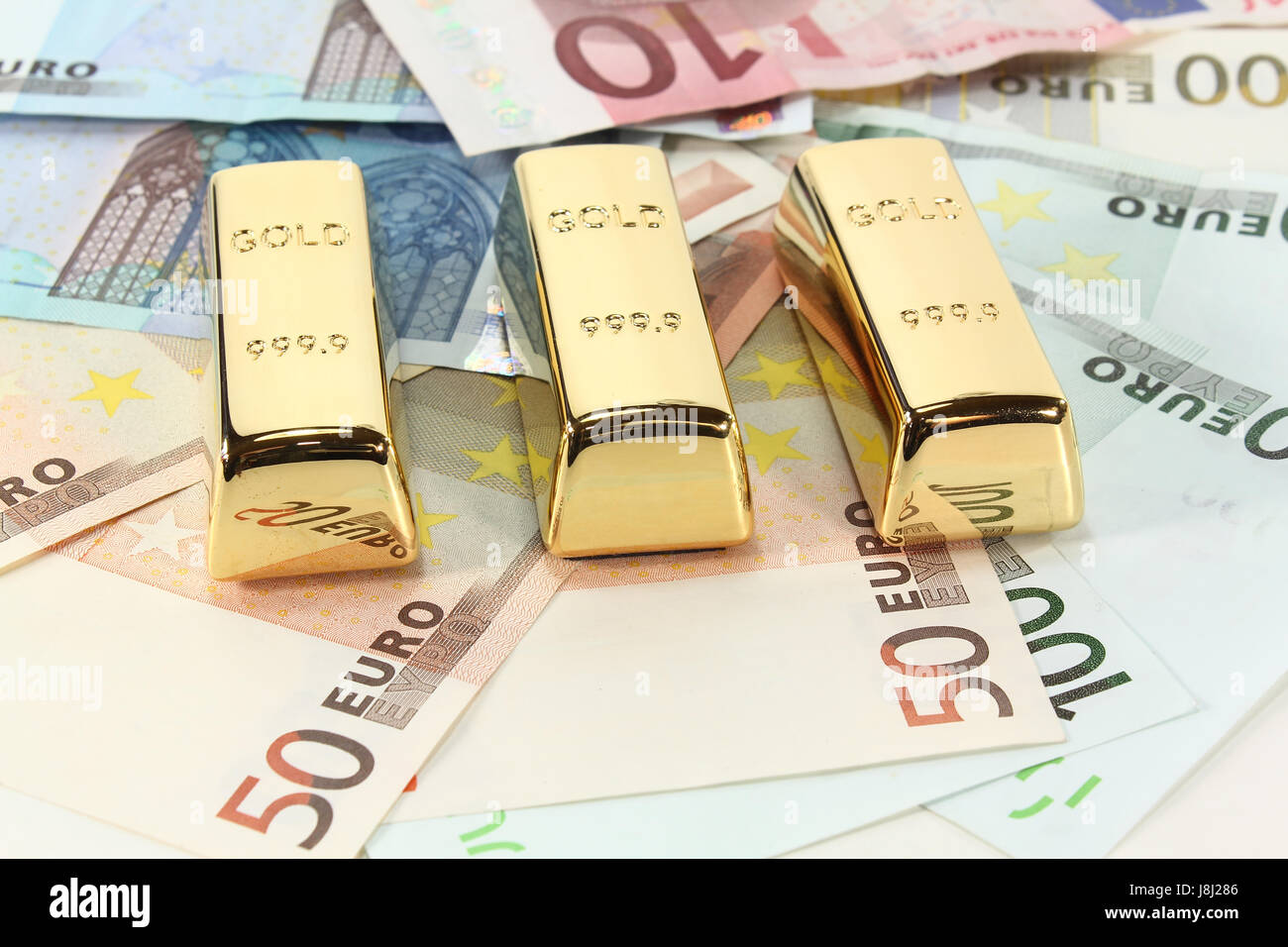 Euro, Geldanlage, Goldbarren, Goldpreis, Finanzen, Bullion Reserve, Gold, Stockfoto